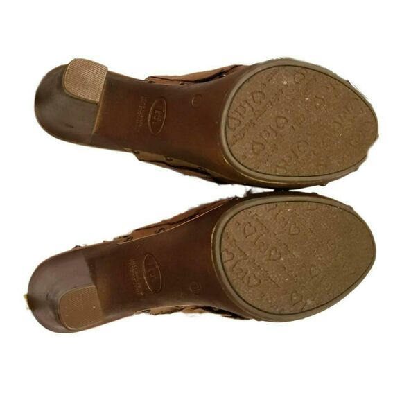 90s Y2K Coastal Cowgirl Boho Brown Platform Clogs Heels Deadstock - Picture 3 of 4